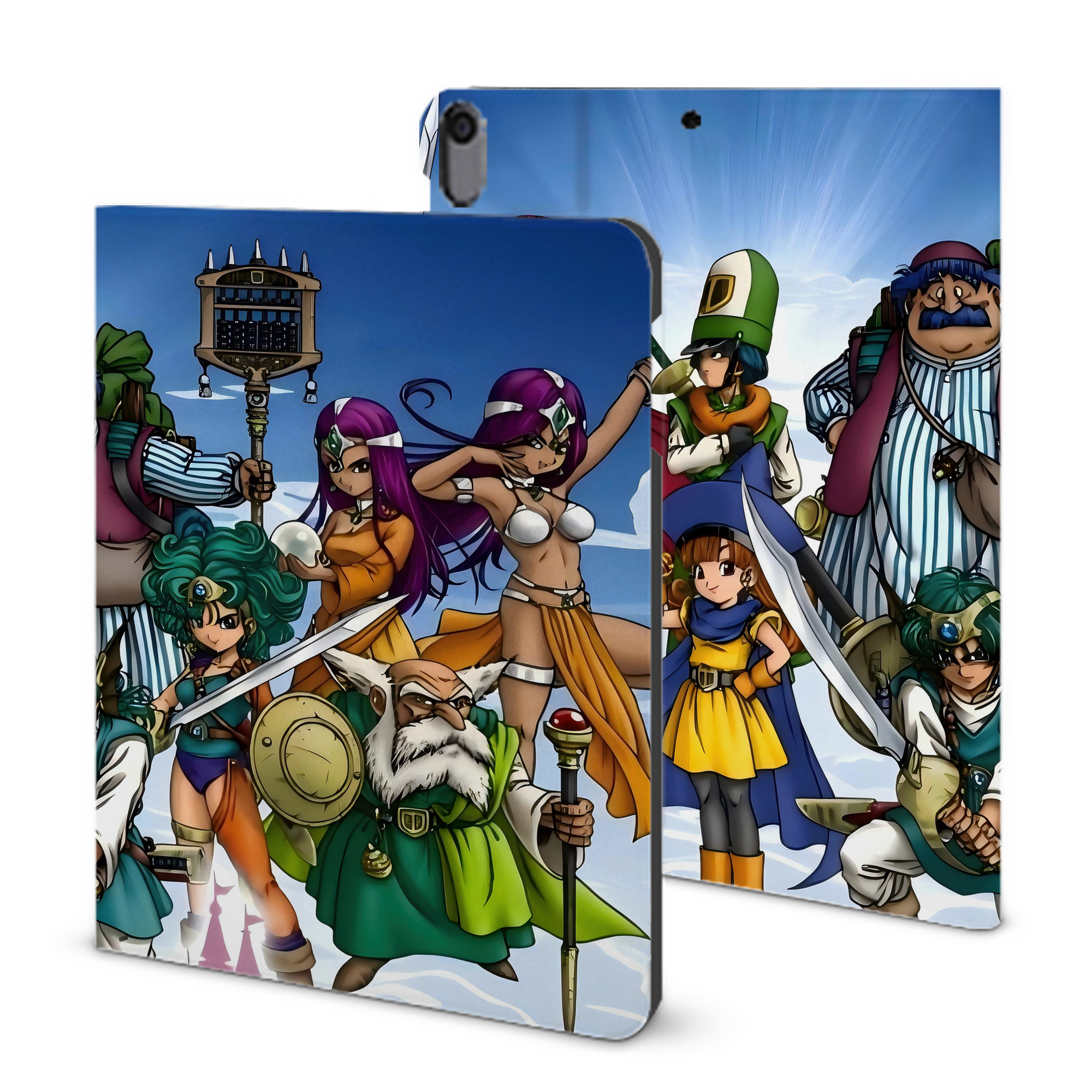 （画像用） ドラゴンクエスト Doragon Kuesuto Dragon Quest IPad ケース ブック型 PUレザー TPU 耐衝撃 軽量 薄型 ペン収納なし 全面保護 IPad 各モデル対応